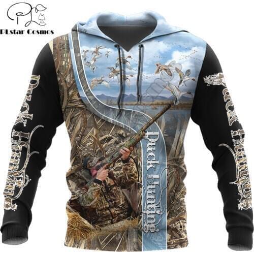 Novelty Hoodies Beautiful Duck Hunting 3D Printed Mens Hooded Sweatshirt Unisex Streetwear Pullover Casual Tracksuits KJ0171