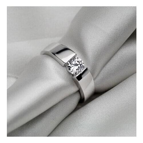 0.5Ct AU750 White Gold Man Classic Meaningful test positive Moissanite Mans Wedding Ring Excellent Gift Fast Shipping