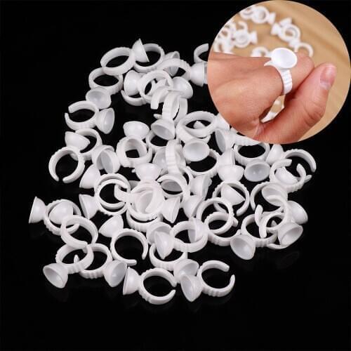 50Pcs/Lot Disposable Eyelash Extension Glue On Ring Adhesive Holders Eye Lashes Pallet False Eyelashes Glue Holder Beauty Tools