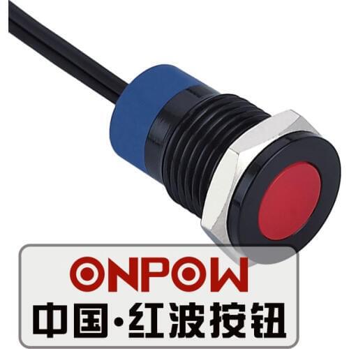 ONPOW 12mm Flat Dot LED Black Signal lamp, indicator lamp, Metal indicator light (GQ12T-D/R/6V/A-Y) CE,RoHS