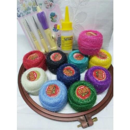 Punch Embroidery Set Havlu-iğne-kasnak-10 Ip-glue-PUNCH Needle Punch-TOWEL Gift