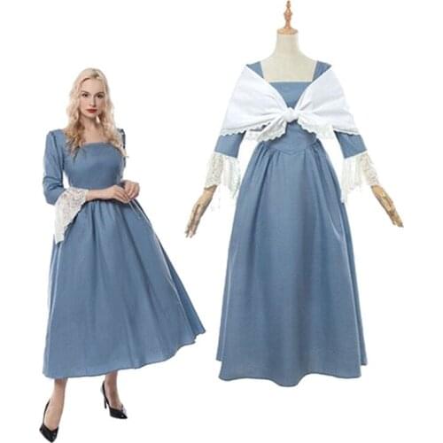 Medieval Retro Palace European Style Retro Temperament High Waist Long Sleeve Over-the-knee Dress Two-piece Dress Halloween