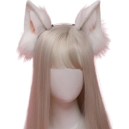Girls Animal Dog Ears Furry Cosplay Headwear Handmade Halloween Hair Props