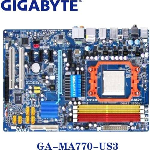 Socket AM3 For AMD 770 Gigabyte GA-MA770-US3 Motherboard DDR2 16GB GA MA770-US3 Desktop Systemboard ATX Used PCI-E X16