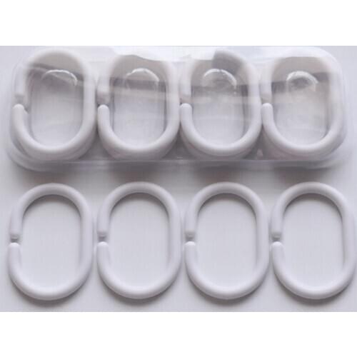 New Portable 24PCS/Set White Plastic C Shape Bath Drape Shower Ring Loop Bendable Bathroom Curtain Hooks