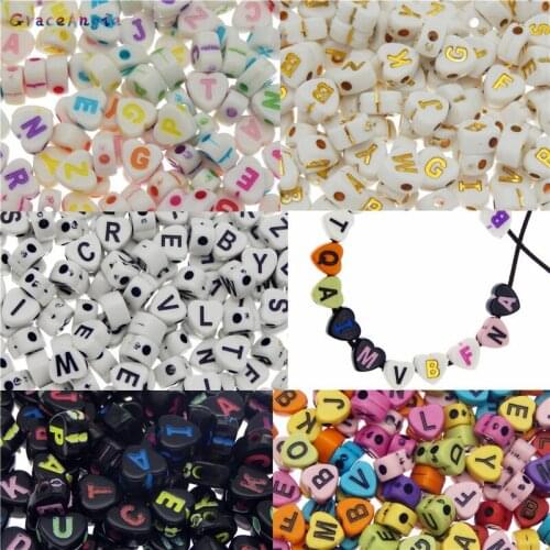 Mixed Letter Acrylic Beads Love Hearts Flat Alphabet Loose Spacer Beads For Jewelry Making Handmade Diy Bracelet Necklace 500pcs