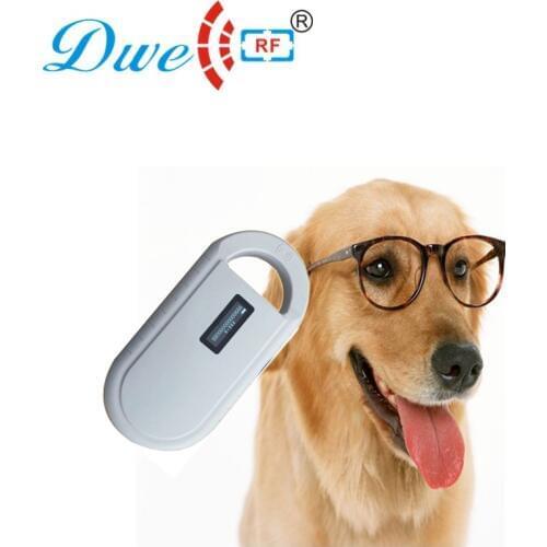 DWE CC RF access control readers FDX-B ID64 portable animal microchip scanner Pet RFID chip peader with OLED display