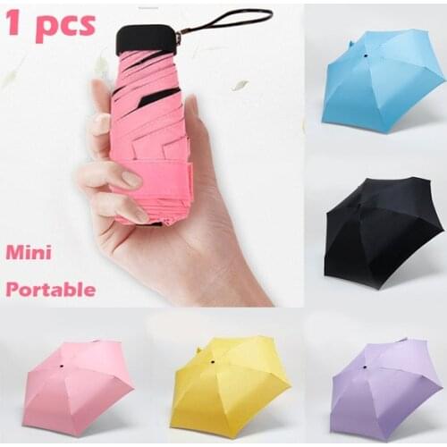 Umbrella Sun Rain Women Flat Lightweight Umbrella Parasol Folding Sun Umbrella Mini Umbrella Small Size Easily Store Parasol