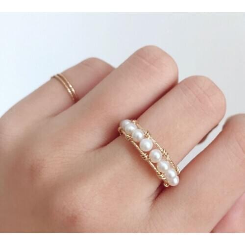 Handmade Natural Freshwater Pearls Knuckle Ring Gold Filled Birthday Gift Anillos Mujer Bague Femme Rings For Women