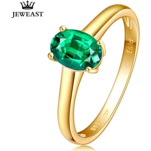 SLFD Natural Emerald 18K Pure Gold 2020 New Hot Selling Top Ring Women Heart Shape Ring For Ladies Woman Genuine Jewelry