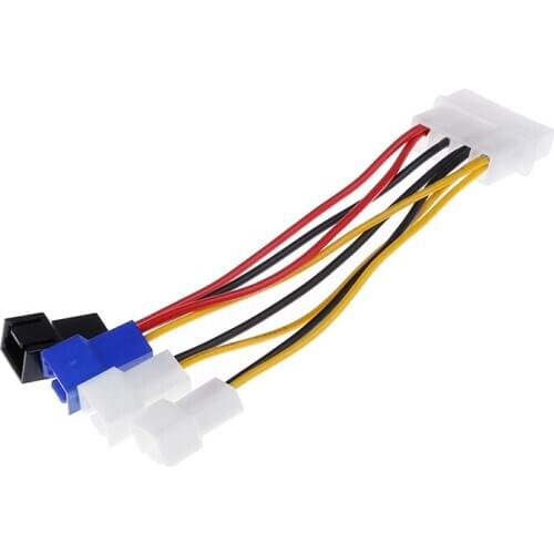 1pcs 4-Pin Molex To 3-Pin Fan Power Cable Adapter Connector 12v*2 / 5v*2 Computer Cooling Fan Cables For CPU PC Case Fan