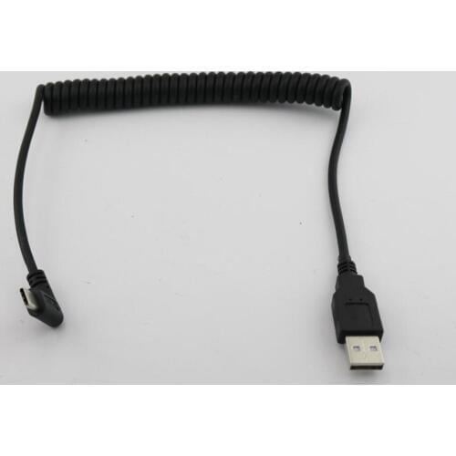 10pcs Spiral Coiled USB 3.1 C-Type Male Angle to USB 2.0 A Male Adapter Cable 1.5m 5FT