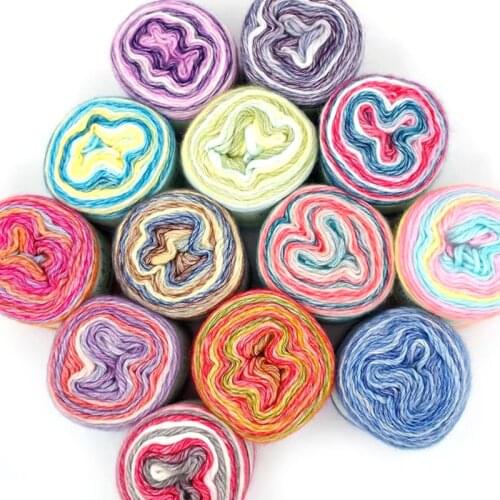 100g Rainbow Woollen Yarn DIY Hand Woven Cake Yarn Hat Scarf Sweater Dyeing Yarn