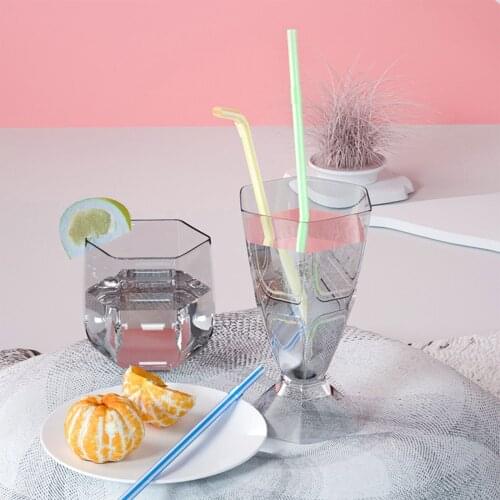 100pcs Multicolor Straws Plastic Long Flexible Drinking Straws For Party Weddings Drinking Bar Juice Striped Drinking Straw