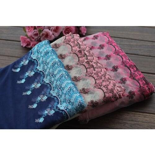 3 Colors 2 Yards Lace Trim Floral Embroidered Light Pink Tulle Lace 9.44 Inches Wide High Quality