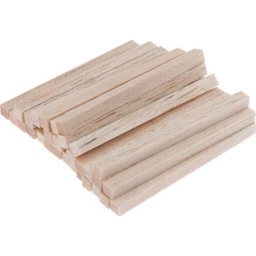 30x Unpainted Simple Balsa Wood Stick DIY Model Craft Hobby Woodcrafts