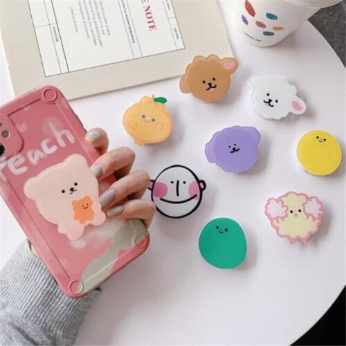 3D Epoxy Bear Chick Airbag Mobile Phone Expanding Holder Mount Socket Fold Mobile Smartphones Desktop Bracket Phone Stand Holder