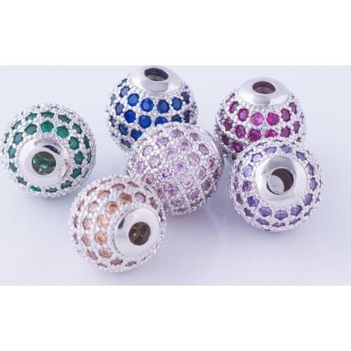 JUYA 5 Pcs\lot 10 mm Loose Beads For Jewelry Making Cubic Zirconia Mosaic Lucky Beads Charms DIY Handmade Jewelry Accessories