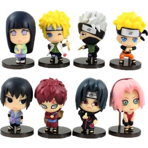 8pcs/lot Naruto Shippuden Kakashi Uchiha Itachi Haruno Sakura Gaara Sasuke Minato Anime PVC Action Figure Model Toys Brinquedos