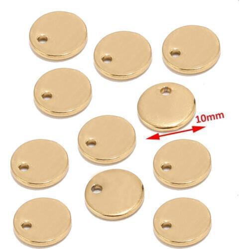 80pcs/lot 8mm/10mm Gold/Rose Gold Blank Circle Charm Stainless Steel Tags Stamping Blanks Coin Findings