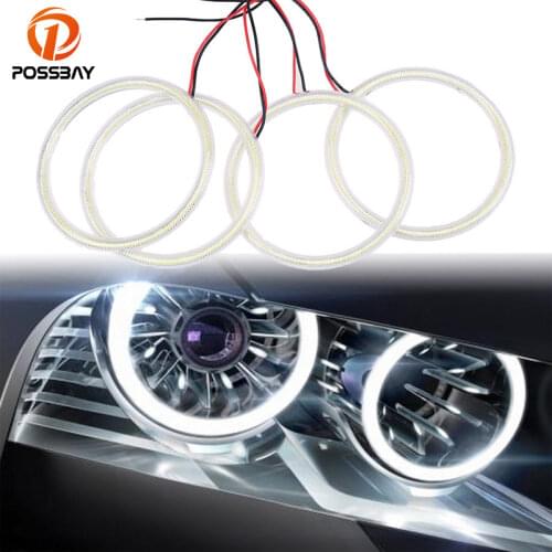 POSSBAY 4pcs/lot 105mm COB Angel Eyes Headlight Halo Ring Lamp White Kit for BMW 3 Series E46 2D Auto Halo Rings Free Shipping