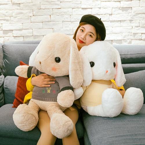 Big Hanging Ears Rabbits with sweaters plush toys cute bunny doll stuffed soft animal pillow kids birthday gift for girl