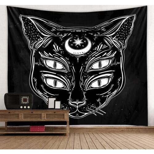 Anime cat abstract printed large wall tapestry cheap hippie wall hanging bohemian wall tapestry mandala wall art decoration