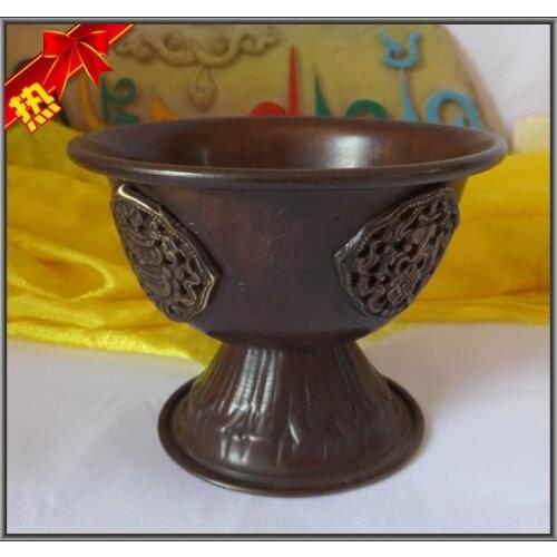 Nepal Tibetan Buddhist supplies large copper cup butter lamps lamp holder diameter 12