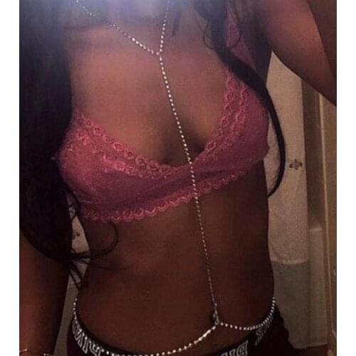 Fashion Rhinestone Gold waist chain women jewelry sexy bikini body chain shining crystal beach belly neck chain party jewelry