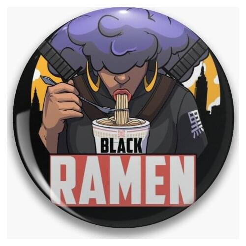 Black Ramen Drip Soft Button Pin Lover Decor Gift Fashion Funny Metal Cute Hat Creative Collar Women Clothes Cartoon Jewelry