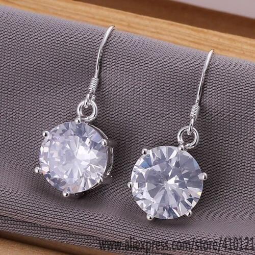 E172 Hot Sale High Quality Silver Clolor Jewelry,Wholesale Jewelry Elegant Charms Fashion Zircon Earrings /dkeambla Evmanmta
