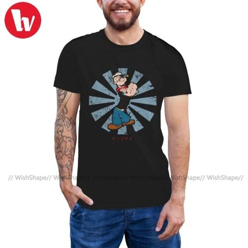 Popeye T Shirt Popeye Retro Japanese T-Shirt Funny Graphic Tee Shirt 100 Percent Cotton 5x Short Sleeve Tshirt