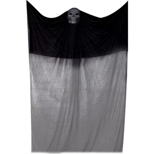 Halloween Ghost Skull Door Decoration Hanging Creepy Black Cloth Holiday Decoration Thriller Curtain