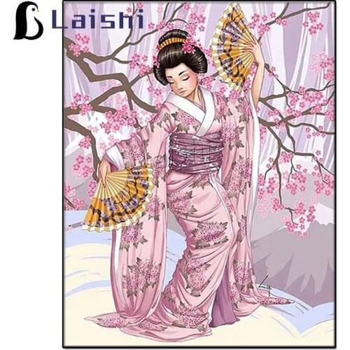 DIY Picture Custom Diamond Painting Japan Geisha Cross Stitch Kit Portrait Kimono woman 5D Full Square Mosaic Diamond Embroidery