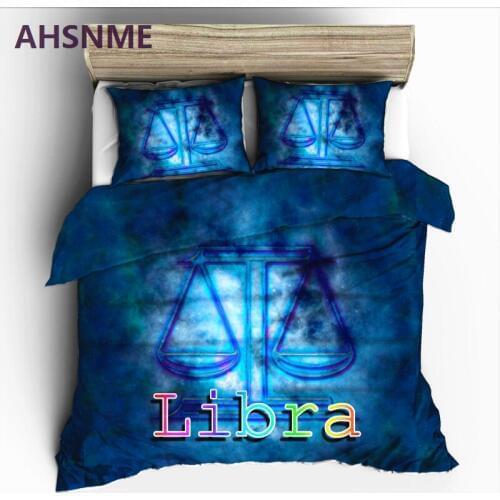 AHSNME 12 Constellation Libra Bedding Set High-definition Print Quilt Cover for RU AU EU King Queen Double Size jogo de cama