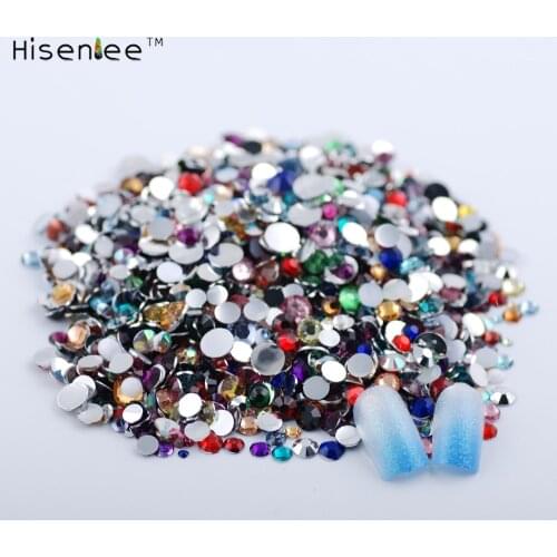Mixed size(2/3/4/5/6.5mm) 30 Colors Crystal FlatBack Clear Rhinestones 3D Nail Art Decoration Glitter Gems 2000pcs/set