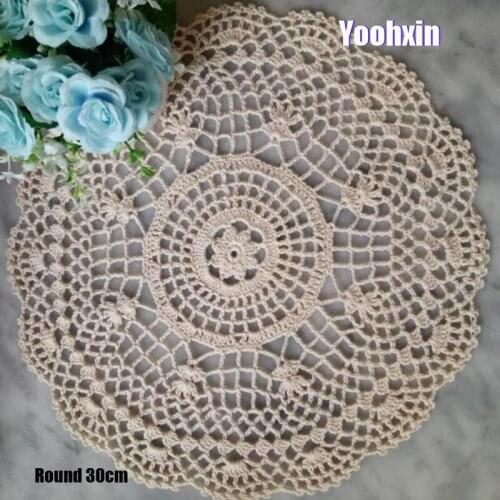 Round Lace cotton crochet placemat cup coaster tea coffee mug kitchen dish drink table place mat cloth wedding doily dining pad