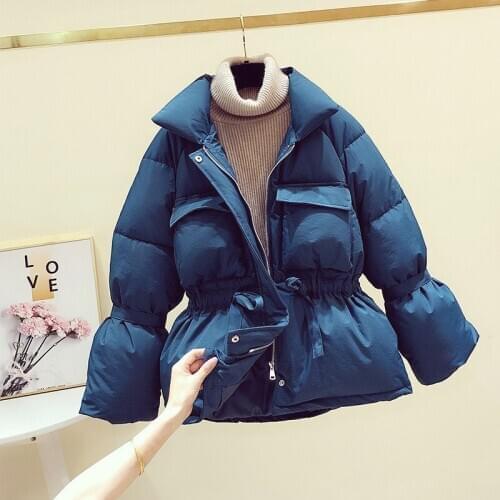 2020 Fashion Women Jacket Baggy Bread Suit Winter Coats Down Cotton Waterproof Windproof Bandage Outdoor Sporting Short Parkas
