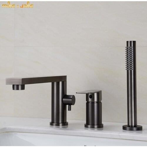 Gun metal brushed metal bathtub faucet hot and cold bath mixer tap deck bath tap gunmetal gray shower mixer