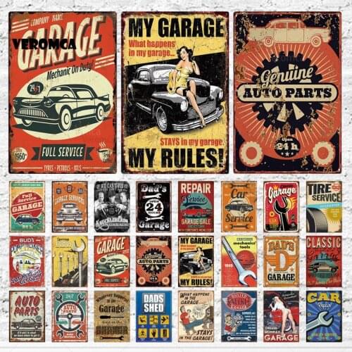 Auto Garage Metal Sign Plaque Metal Vintage Dads Garage Retro Metal Tin Sign Garage Car Repair Man Cave Metal Wall Art Decor