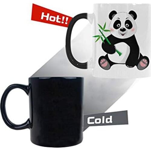 Cute Little Panda With Bamboo Morphing Mug Heat Sensitive Color Changing Coffee Mug Cup Funny Cartoon Wildlife Animal Print Coff