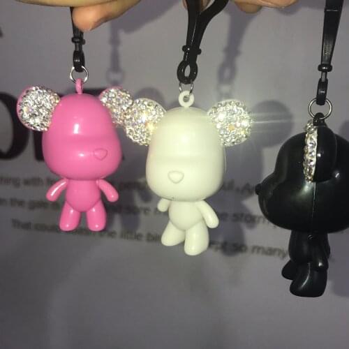 Cartoon Cute Doll Gloomy Bear Keychains with Diamond Women Girls Charm Bags Key Chain Accessories Pendant Car Students Key Ring
