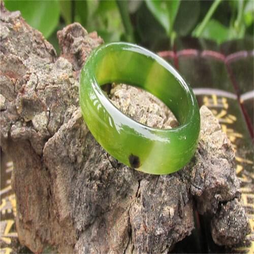 Necesitamos modelos masculinos y femeninos verde natural Agata Jade anillo de dedo auténtico Calcedonia plantas en tiras d