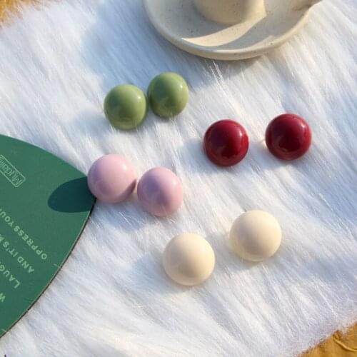 New Candy Color Earrings Fashion Round Pink Love Chocolate Bean Earrings Jewelry Elegant Valentines Day Gifts for Friends