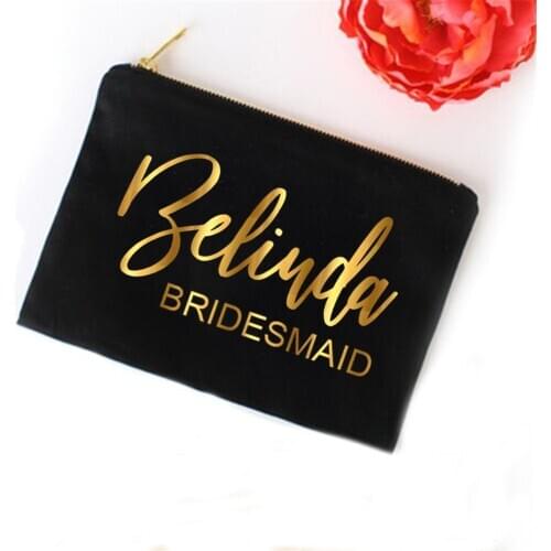 Personalized Bridal Party Bride Cosmetic Bag,Travel Bag, Letter Printed Bridesmaid Cosmetic Canvas Bag,Custom Name Party Gifts