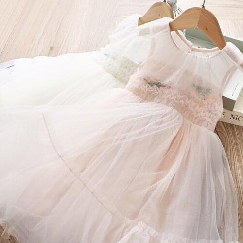 5p244Tutu Embroidery Princess Baby Girl Dress 2020 Spring Party Wedding Easter Day Kid Dress For Girl Wholesale Child Clothes