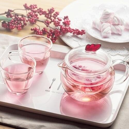 450-550ML Clear Heat Resistant Clear Glass Teapot Jug W/ Infuser Coffee Tea Leaf Herbal Pot Flower Teapot Milk Juice Container