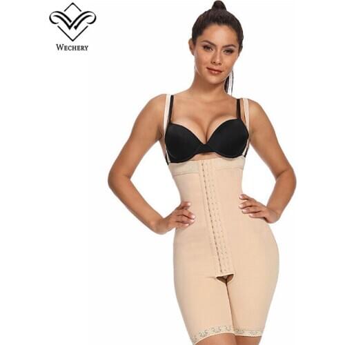 Plus Size S-6XL Body Shapers Underbust Bodysuit Strap Control Panties Postpartum Women Slimming Shapewear Underwear Black Nude