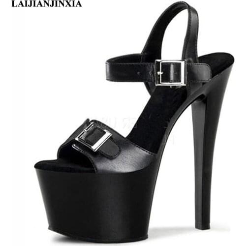 LAIJIANJINXIA Sexy New Hot Party 17cm Ultra Stiletto High Heel Dancing Sandals Open Toe Women Dress Summer Pole Dance Shoes