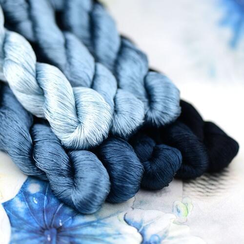 1pcs/400m silk embroidery thread / 100% silk thread /hand embroidery embroider cross stitch/indigo series/8 gradient colors